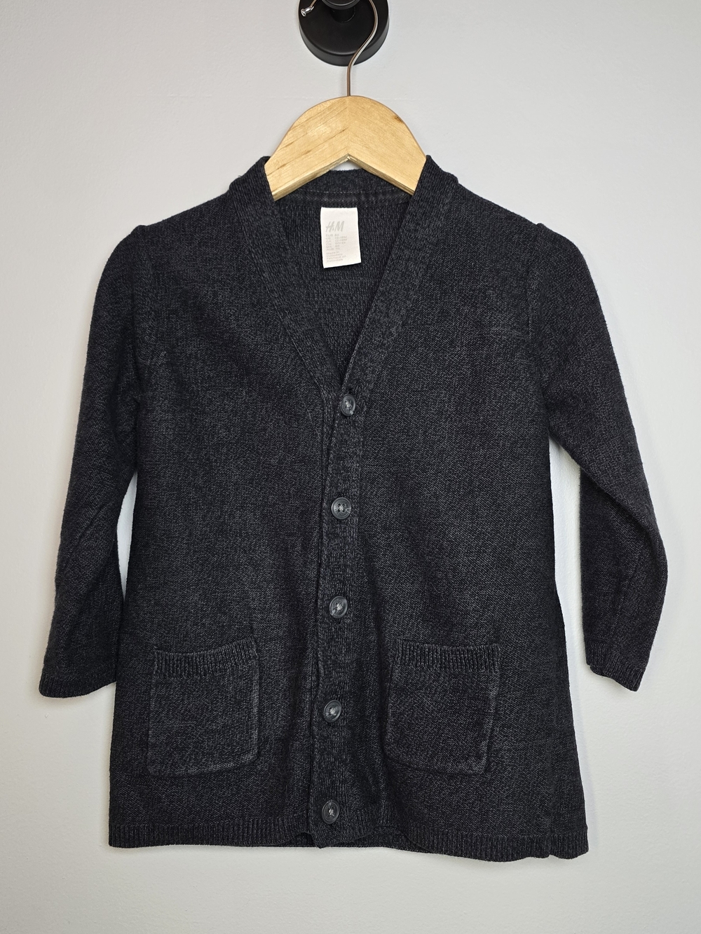 H&M Kids Charcoal Button-Front Cardigan Sweater 12-18M Layering Comfy